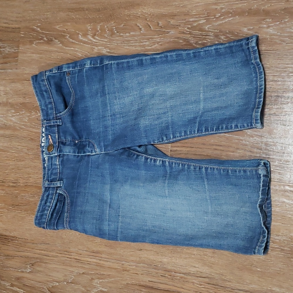 (12) GAP 1969 Youth Girl's Dark Wash Bermuda Denim Stretch Vacation Outdoor